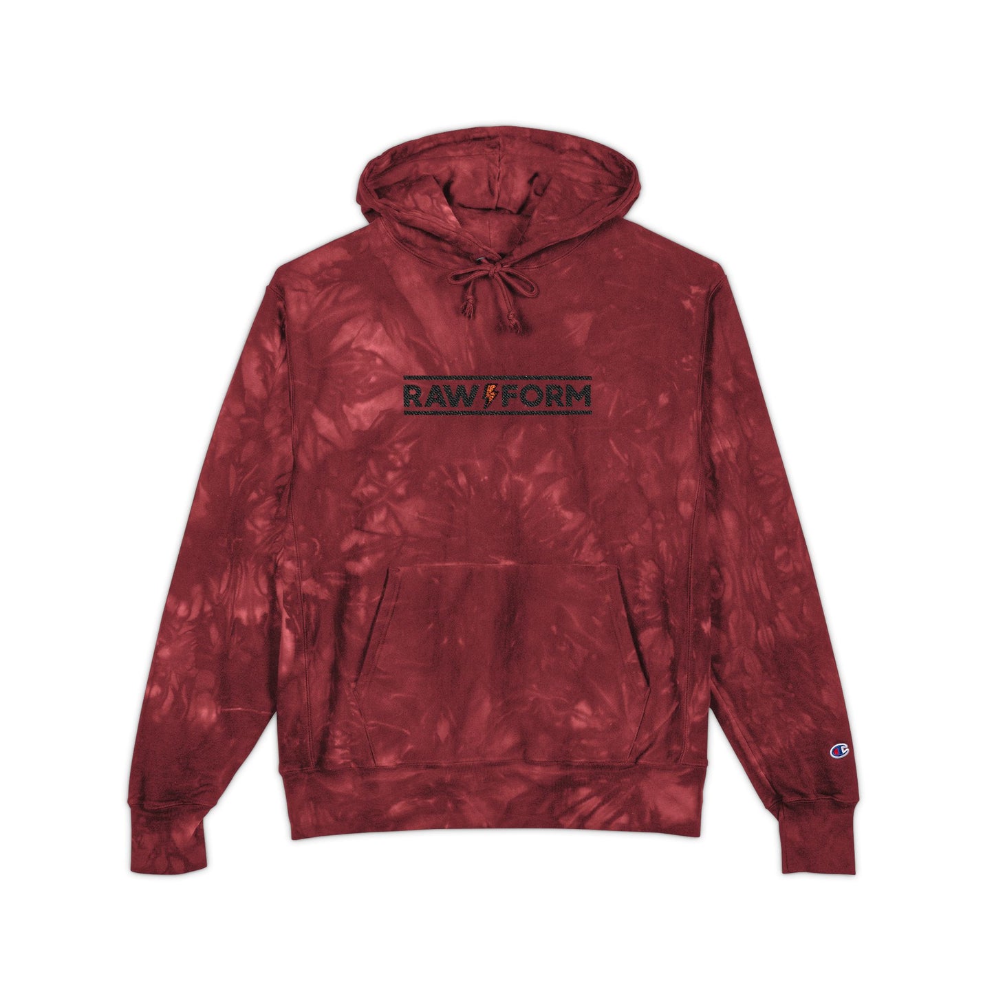 Embroidered Tie-Dye Hoodie — Maroon Champion Style