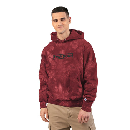 Embroidered Tie-Dye Hoodie — Maroon Champion Style