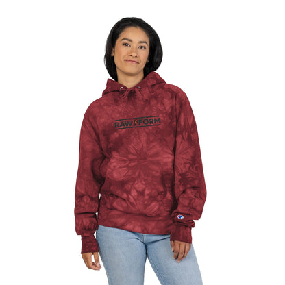 Embroidered Tie-Dye Hoodie — Maroon Champion Style