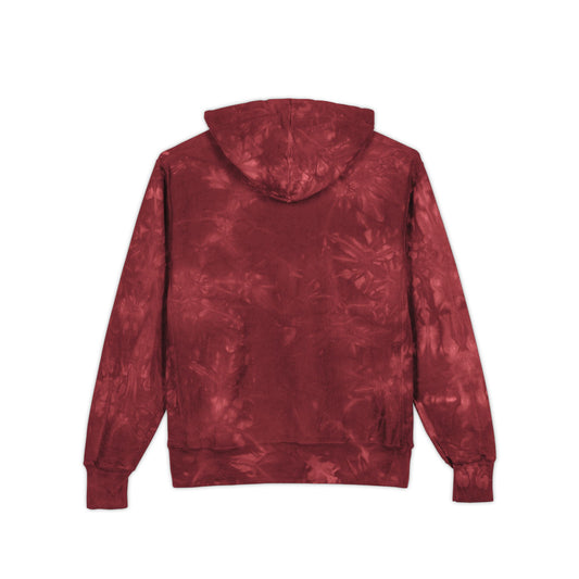 Embroidered Tie-Dye Hoodie — Maroon Champion Style